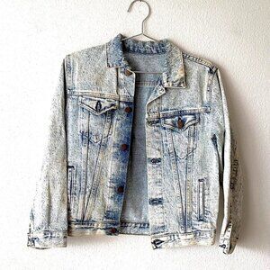 1980s Vintage Acid Wash Denim Jean Jacket Women's XS